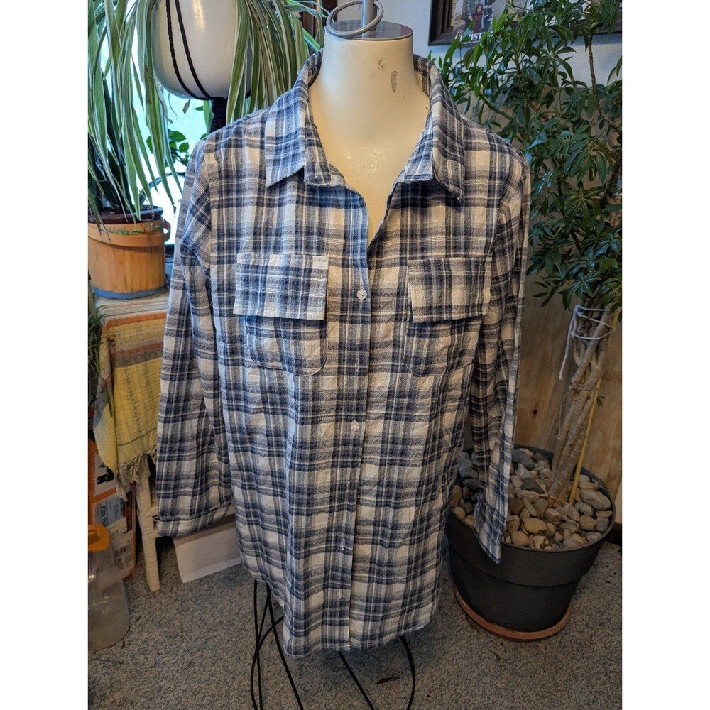 Cloud Ten 2pc LS Button Down Shirt Shirred back cropped bra top Ctn Lg 10/12